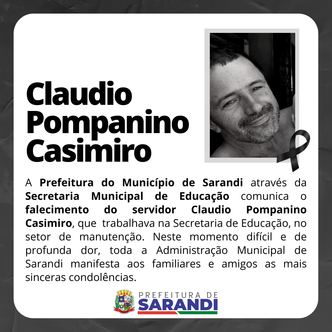 Nota de Falecimento - Claudio Pompanino Casimiro